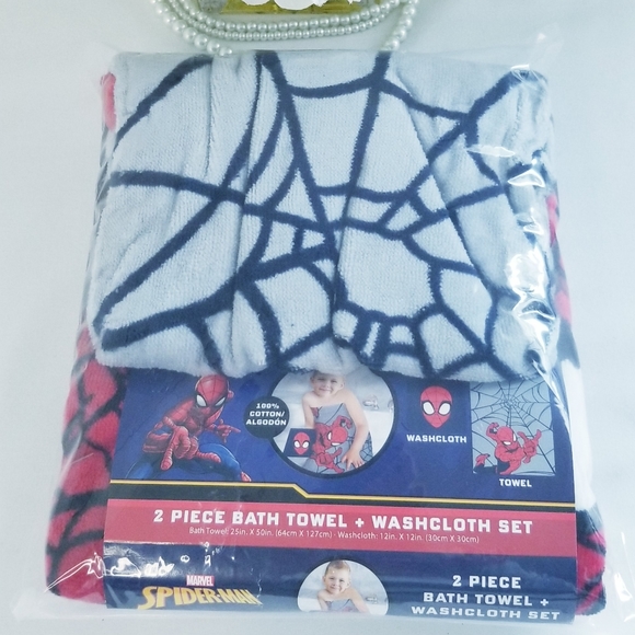 NEW Marvel Spiderman 2-Piece Bath Towel & Washcloth Set - Picture 7 of 7